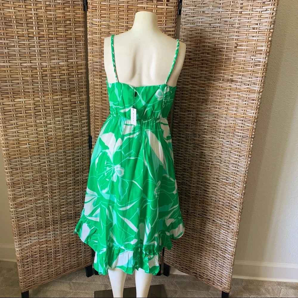 Milly Britney Kelly Green Stencil Floral Dress Size 6 - Picture 7 of 15